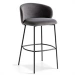 Tabouret TUKA structure métal assise rembourré tapissé gris