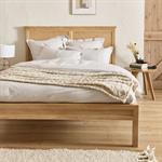 Lit 2 places avec tête de lit en bois d'orme 140x200cm - bois clairALYSSE