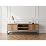 Meuble TV 2 portes 140 cm BERGERAC bois massif de manguier    BOBOCHIC