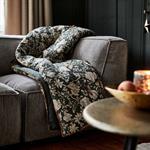 Édredon à motif shankar en lin et coton 100x180cm piquage pompons double faces - vertELINA