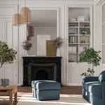 Pouf en tissu bouclette - bleuPIUMA