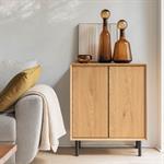 Bibliothèque 2 cases avec portes en bois L70xl36xH70cm - bois clairELIAN