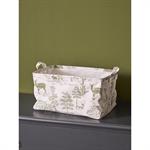 Bac de rangement rectangle esprit toile de Jouy