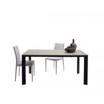 Table 6 couverts TEOREMA extensible 120 à 180cm pieds métal graphite plateau placage chêne jute