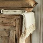 Plaid à franges en coton - beige 130x170cmOTRYS