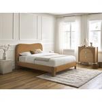 Lit SORALI tissu bouclette avec lattes massives jaune 140x190  BOBOCHIC