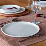 Assiette plate avec liseré perlé en porcelaine D27