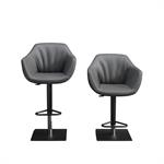 Ozzio NEMO Tabouret de bar en Cuir Polvere et Métal