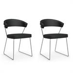 Lot de 2 chaises NEW YORK design italienne  en cuir noir