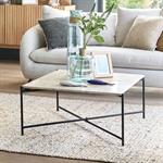 Table basse en travertin et acier L78x78cm - blancSABLET