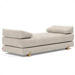 Méridienne design SIGMUND WOOD convertible lit 160x200 cm pieds chêne tissu Avella Sand