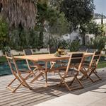Table de jardin extensible en acacia huilé - bois clair 
