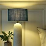Abat-jour cylindrique en tissu D30cm - bleu figuerollesMISTRAL