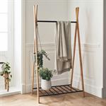 Penderie ouverte à 2 étagères en acier et bambou H173xL93cm - noirDORIAN