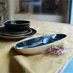 Plat ovale en grès recyclé L33cm - noirAGATE