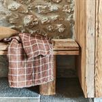 Plaid à carreaux en lin lavé 130x170cm - marronVALBEL