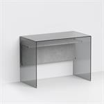 Bureau L-SCRIBA en verre fumé coloris ciment