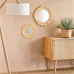 Miroir mural frange raphia D35cm - naturelOLEO