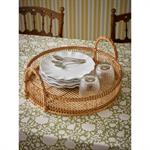 Plateau rond en bambou et rotin - grand modèle