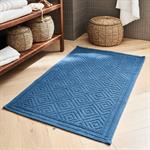 Tapis de bain surpiquage losanges en coton - bleu figuerolles 60x100cmSADOU