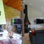 Salons modernes avec coin cheminée