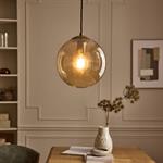 Suspension électrifié en verre et acier D25cm - marronMONSARAZ