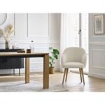 Chaise SOPHIE tissu velours côtelé et pieds scandinaves bois beige   BOBOCHIC