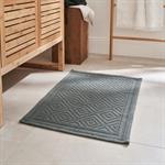 Tapis de bain surpiquage losanges en coton - vert cèdre 50x70cmSADOU