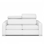 Canapé EXPRESS SIDNEY DELUXE 140 cm lattes cuir vachette blanc matelas 16 cm