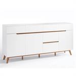 Buffet style scandinave CLEMENT laque blanc mat pieds chêne naturel