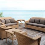 Salon d'extérieur en fibre rotin taupe