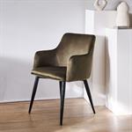 Lot de 2 chaise en tissu effet velours avec accoudoirs - vert cèdre 