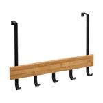 Portemanteau de porte en bambou et métal noir - 40x2x29