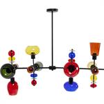Suspension 8 abat-jours en verre multicolore