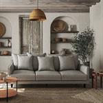 Canapé 5 places fixe en tissu joint - gris borieLENITA