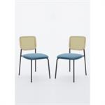Chaises vintage avec dossier cannage Potiron Paris - POT-JUNA - Bleu - Mousse - Taille 