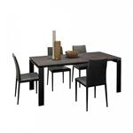 Table 6 couverts SIGMA extensible 120 à 180cm pieds métal noir plateau mélaminé pierre gris