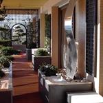 Terrasse esprit zen bois et pierre blanche