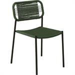 Lot de 2 chaise de jardin en acier et cordage - vert 