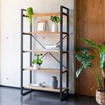 Étagère 5 tablettes en métal noir et pin massif - bois clair h180cmENDOUME