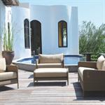 Salon bas contemporain en rotin 