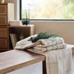 Plaid en coton et laine motif tartan finition franges 180x230cm - blanc écruGILLIES