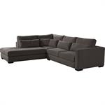 Canapé petit angle gauche fixe avec méridienne en tissu doux - gris anthraciteBATIS