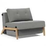 INNOVATION LIVING Fauteuil design SOFABED CUBED 02 WOOD convertible lit 200x90 cm Bouclé Ash Grey