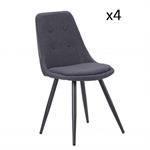 Lot de 4 chaises design COCOON piètement métal noir assise gris foncé