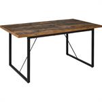 Table de repas rectangulaire effet bois et acier - bois foncé 