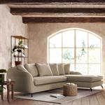 Canapé d'angle droit fixe en tissu doux tramé - beigeCOLINE