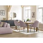 Lot de chaises LALIE tissu velours côtelé et pieds métal noir rose   BOBOCHIC