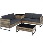 Canapé de jardin Lounge en rotin Pour 4 personnes marron naturel