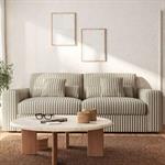 Canapé 5 places fixe en velours côtelé Bita - blanc ventouxPIUMA